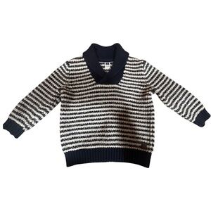 Janie and Jack Navy and Cream Shawl Collar Sweater